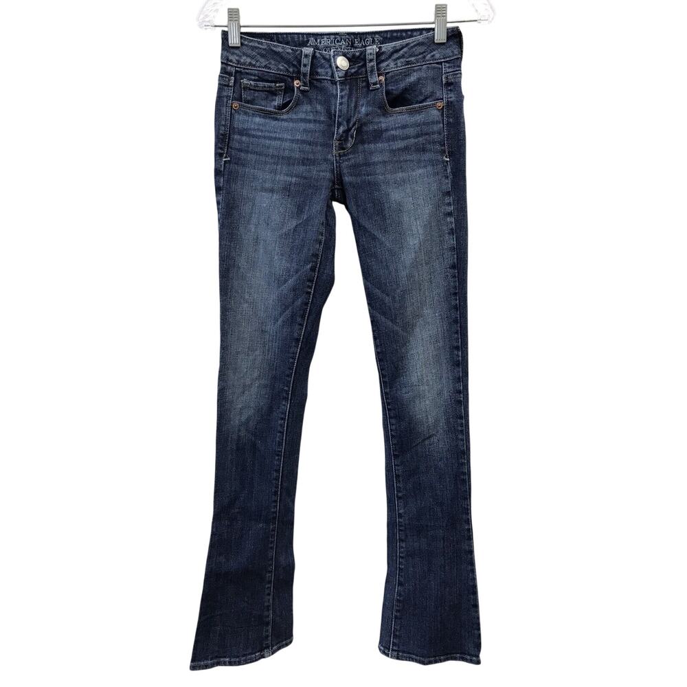 American Eagle Outfitters Jeans Womens 2 Skinny Kick Stretch Bootcut Denim Blue
